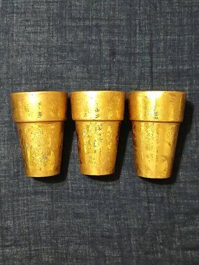 Likely Vintage Early 2000s Michaels Gold Planter Cachepot Set of 3 6"